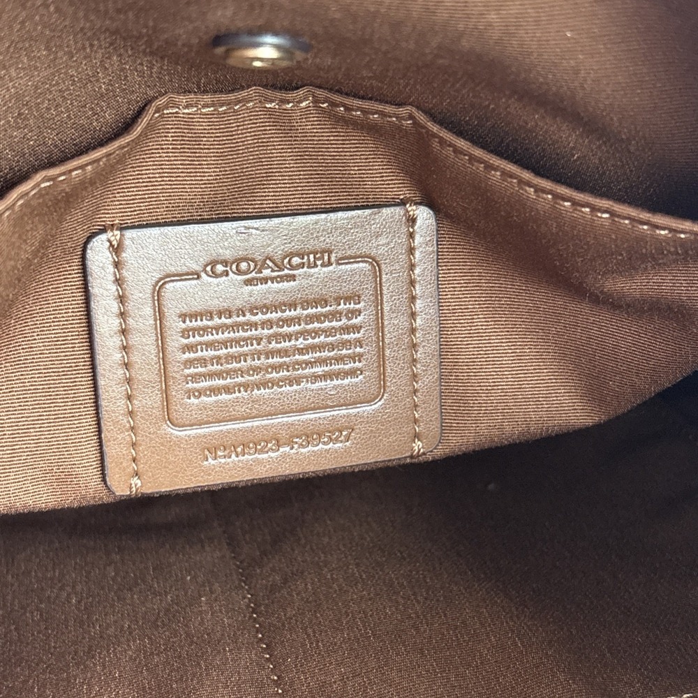 COACH Elle Hobo Signature Khaki Saddle Jacquard 2 Way Crossbody Shoulder Bag - Picture 14 of 16